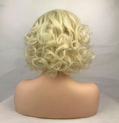 Women Fashion Short Chic Curly Hair Pale Blonde Synthetic Hair Wigs Heat Ok Wigs Chic Curly Hair, Textured Curly Hair, Pale Blonde, Hair Color Shades, Hair Color For Women, Wigs For Sale, How To Style Bangs