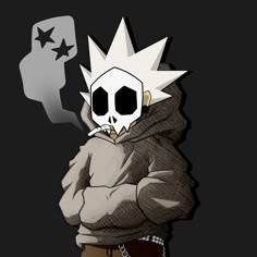 a drawing of a person wearing a hoodie with a skull on it's head