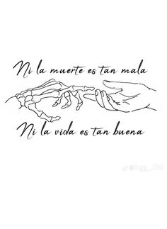 two hands reaching for each other with the words in spanish above them, on a white background