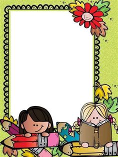 an image of children with books and flowers