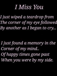 a poem written in purple ink on a black background with the words i miss you