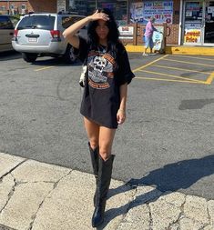 Grunge Outfits For Summer, Nicole Careri, Hip Hop Concert Outfit, Summer Boots Outfit, Dresses With Cowboy Boots, Outfits For Summer, Instagram Baddie, The Ray, Nashville Outfits