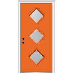 an orange door with three diamonds on it