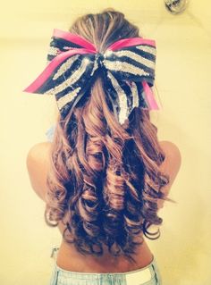 . Cheer Hairstyles, Girly Hairstyles, Cheerleading Hairstyles, Homecoming Ideas, Cheer Hair, Dance Hairstyles, Dance Recital, Half Up Half Down Hair