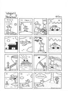 a comic strip with the words where's hometime? and pictures of people