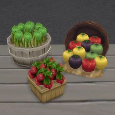 some vegetables are sitting on a wooden table