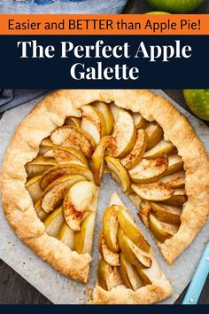 an apple pie with slices missing from it and the text, easier and better than apple pie