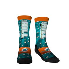 Get your kiddo pumped up to represent Tyreek Hill and the Miami Dolphins with this Three-Pack Bobblehead Crew Socks Set. Each pair in this Rock Em Socks pack is built with a seamless toe, form fit band, and padded sole and toe box. Not only are these crew socks comfortable, but they also have bold, sublimated graphics in three different styles. With comfort, durability and spirit, this three-pack is a must-have for any loyal Miami Dolphins fan. Jaylen Waddle, Tyreek Hill, Nickelodeon Spongebob, Nfl Miami Dolphins, Gameday Couture, Youth Shoes, Sock Packs, Nfl Gear, Shield Design