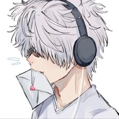 an anime character with headphones on