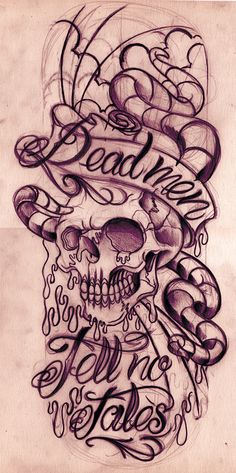 a drawing of a skull wearing a hat with the words dead and roses on it