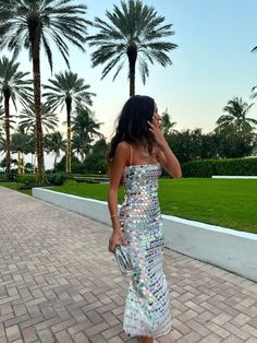 Color: Silver, Size: S Island Gyal, Mermaid Midi Dress, Long Sequin Dress, Sequin Outfit, Purple Outfits, فستان سهرة, Sparkly Dress, Glam Dresses, Birthday Celebrations