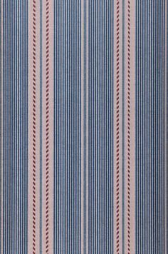 blue and white striped fabric with red stripes