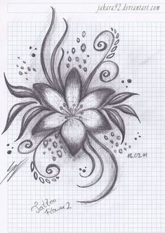 a pencil drawing of a flower on paper