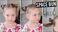 Fun Buns Hairstyles For Kids, How To Do Pigtail Buns, Space Buns Kids Hair, Girls Space Buns, Pigtail Buns Tutorial, How To Make Space Buns, Kids Space Buns, Toddler Space Buns