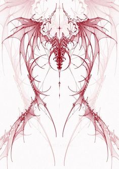 an abstract red and white background with swirls and curves in the shape of wings