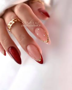 60 Insanely Cute Christmas Nails to Copy Bridal Shower Nails For Guest, Long Hair Updo Styles, Elegant Almond Nails Classy, Nails December, Red And Gold Nails, Valentine Nails, Gold Nail, Her Nails