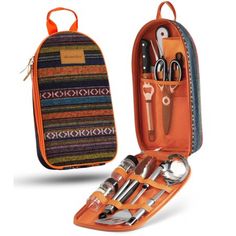 an orange case with tools in it