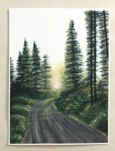 sunrise, country road, trees, road, hope, love Road And Trees Painting, Road With Trees Drawing, Long Road Painting, Road Painting Easy, Highway Painting, Country Road Painting, Drawing Road, Road Sketch, Road Drawing