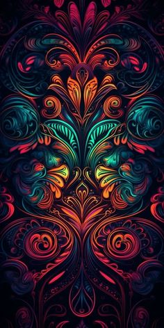 an abstract colorful background with swirls and leaves