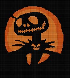 a cross stitch pattern with an image of a cat in the shape of a pumpkin