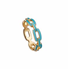 A vibrant update to our best-selling chain link ring, this enameled version enlivens your hands by adding a splash of color. Also available in various shiny metals or dotted in diamonds. Looks perfect alone, layered with other rings and adds extra glam with a colorful mani. - Gold vermeil, sterling silver, or 14K yellow gold with colorful enamel option- Available in ring sizes 5-9- Slip on ring