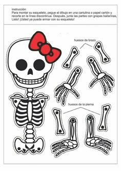 a paper cut out of a skeleton with bows