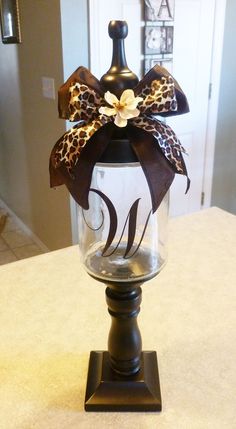 a wine glass with a bow on it