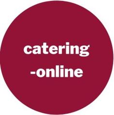 a red circle with the words catering online