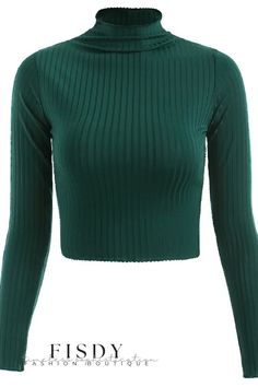 Fisdy - Camiseta de punto de color sólido con mangas largas, cuello alto y bajo alto Knitted Tshirt, Winter Wear, Long Sleeve Knit, Types Of Collars, Mock Neck, High & Low, High Low, Types Of Sleeves, Turtle Neck