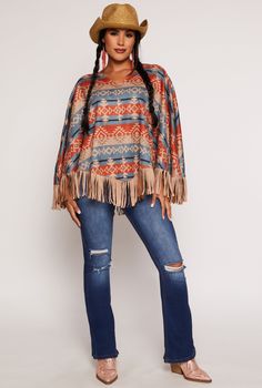 Batwing Sleeves, V-Neck, Poncho, Fringe, Aztec Pattern, One Size Fits: XS - 3X, Faux Suede, Item Number 3932058751895 Puma Outfit, Fringe Poncho, Weatherproof Boots, Fringed Poncho, Romper And Jacket, Rhinestone Shoes, Aztec Pattern, Denim Shoes, Girls Pajamas