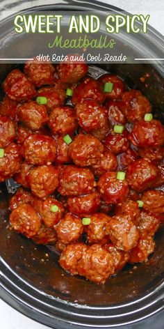 sweet and spicy meatballs in a slow cooker