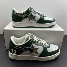 Bape Sta Low Unisex Camouflage Green Unisex Shoes Welcome To My Closet, All My Closet Items Are Brand New, Unused And Shipped In Packaging. Brand: Bape Unisex Sneakers The Sizes Listed Are Still Available Eu 36 (Men's 4 Or Women's 5.5) Eu 36.5 (Men's 4.5 Or Women's 6) Eu 37.5 (Men's 5 Or Women's 6.5) Eu 38 (Men's 5.5 Or Women's 7) Eu 38.5 (Men's 6 Or Women's 7.5) Eu 39 (Men's 6.5 Or Women's 8) Eu 40 (Men's 7 Or Women's 8.5) Eu 40.5 (Men's 7.5 Or Women's 9 Eu 41 (Men's 8 Or Women's 9.5) Eu 42 (Me Shoes Bape Star, Green Dark Vintage Nike Sneakers, Cheap Custom Shoes, Bape Nike Air Force, Bucks Shoes Women, Bapesta Shoes Stadium Goods, Bape Star Shoes Cheap, Bape Shoes Price, Bape Shoes Kirby