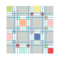 an abstract plaid pattern with red and blue squares