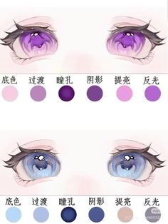 an eye with different colored eyes and the words in chinese are written on it, along with