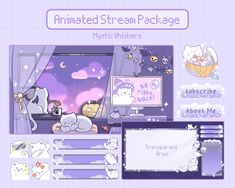 an animated stream package with cats and other things on it's screen, as well as the text