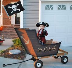 a small cart with a pirate on it