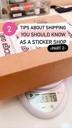 an electronic scale with the words tips about shipping you should know as a sticker shop part 2