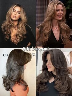 Haircut Inspo For Thick Wavy Hair, 90s Blowout Medium Hair, 90s Blowout Hair Long, Layered 90s Haircut, Eid Hairstyles, Big Loose Curls, Aesthetic Hairstyles, Haircuts For Long Hair With Layers