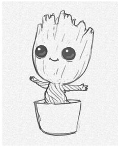 a drawing of a baby groote in a pot