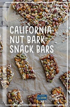 california nut bark snack bars with text overlay