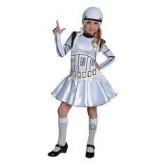 Gear up and get ready for some Star Wars(TM) trick-or-treating fun with the help of this galactic getup! This adorable ensemble features a shiny skirt and is extremely comfortable, which makes running from house to house in pursuit of tasty trick-or-treat loot an absolute breeze. Stock up on this classic Halloween costume to start your Star Wars(TM) adventure!
Polyester. © & (TM) Lucasfilm Ltd.
o Dress
o Belt
o Headpiece
o Knee socks Star Wars Stormtrooper Costume, Stormtrooper Costume, Disfraz Star Wars, Star Wars Girl, Storm Trooper Costume, Shiny Skirts, Girls Fancy Dress, Classic Halloween Costumes, Children Costumes