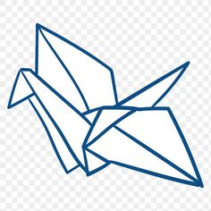 an origami bird that is blue and white on a transparent background png