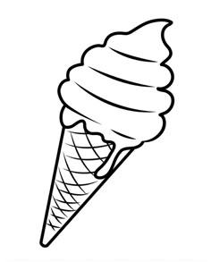 an ice cream cone is shown in this black and white drawing, it's been drawn