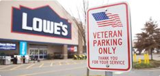 a sign that says veteran parking only thank you for your service in front of a store