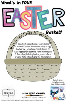 an easter basket flyer with the words, what's in your easter basket?