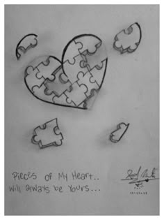 a piece of my heart with always be yours written on it and puzzle pieces in the shape of a heart