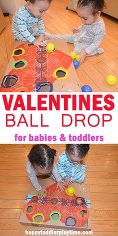 valentine's ball drop for babies and toddlers is an easy activity to do with the kids