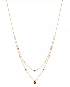 Bloomingdale's - Ruby & Diamond Layered Necklace in 18K Yellow Gold, 18" - 100% Exclusive Exclusive Jewelry, Black Diamonds, Ruby Diamond, Layered Necklace, Metal Necklaces, Blue And Black, Spring Rings, Black Diamond, Red Gold