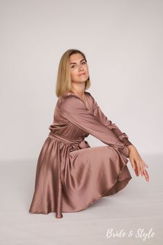 Just want to wish you to have a nice weekends 💫 #shortsilkdress #silkdress #beigesilkdress #coffeesilkdress #beigesilk #ivorysilk #silkbrdesmaids #wrapsilkdress #ivorydress #wrappingdress Feminine Long Sleeve Satin Midi Dress, Elegant Brown Long Sleeve Dress For Spring, Elegant Brown Long Sleeve Spring Dress, Chic Long Sleeve Silk Satin Dress, Elegant Spring Brown Long Sleeve Dress, Elegant Brown Silk Midi Dress, Beige Silk Dress For Fall, Chic Brown Silk Mini Dress, Elegant Silk Knee-length Wrap Dress