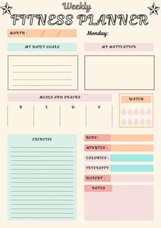 a printable fitness planner for the month